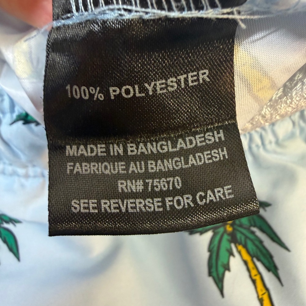 WXYZ Mfg Co Mens Palm Tree Print Swim Trunks Light Blue Size Medium Tropical - Picture 5 of 7